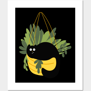 Cats and Plants Black Cat Lover Posters and Art